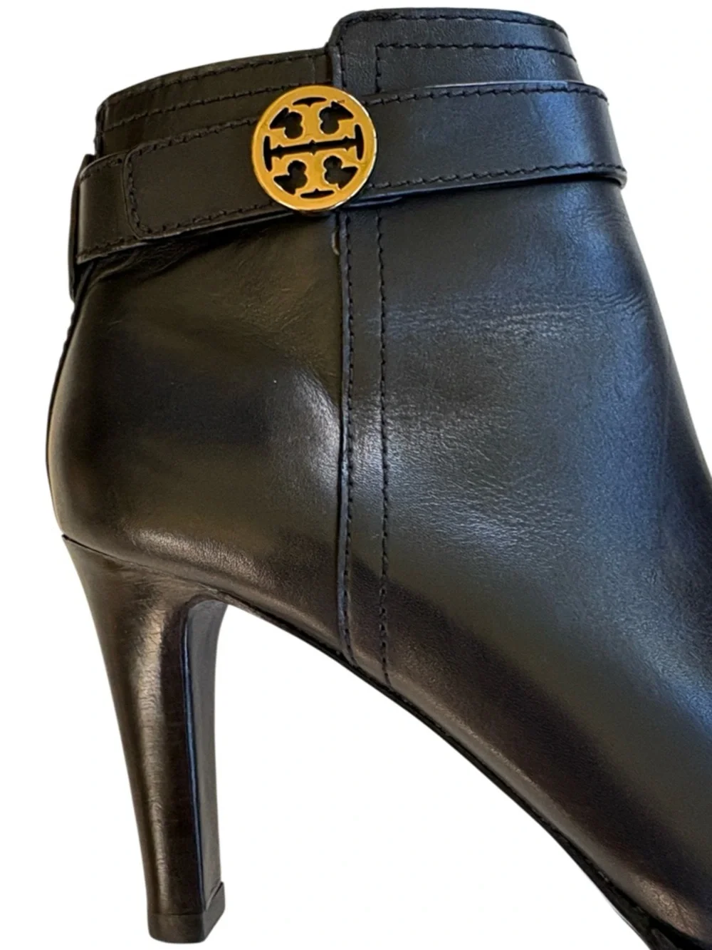 EUC Tory Burch Leather Bristol Heeled Ankle Boots Black Size 7.5